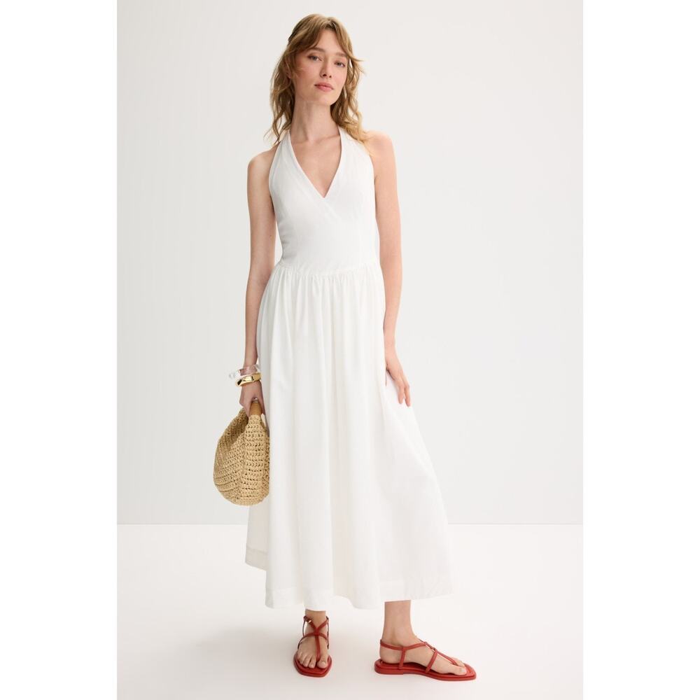 Jewel x Badgley Mischka V-Neck Halter Dress
